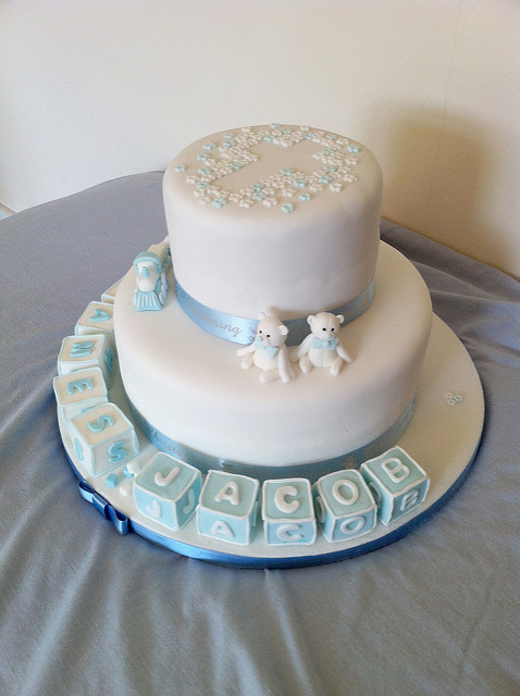 Twin Boys Christening Cake