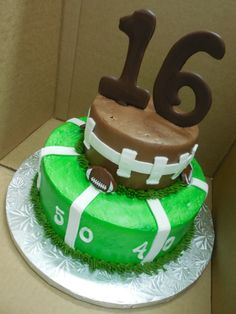 Two Tier Football Themed Cake