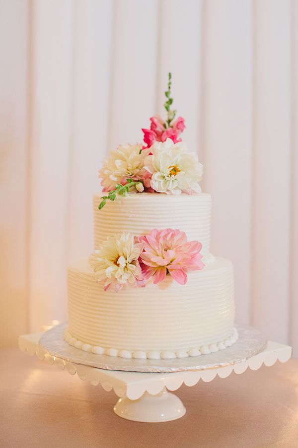 Two Tier Wedding Cake with Flowers