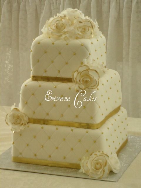 White and Gold Wedding Cake