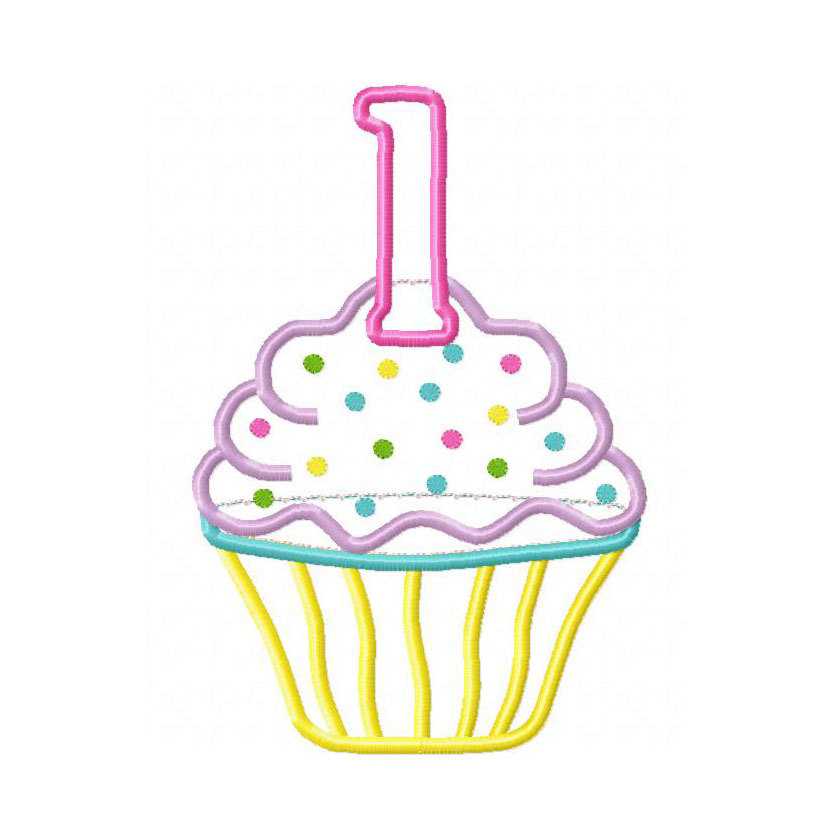 1st Birthday Cupcake Embroidery Design