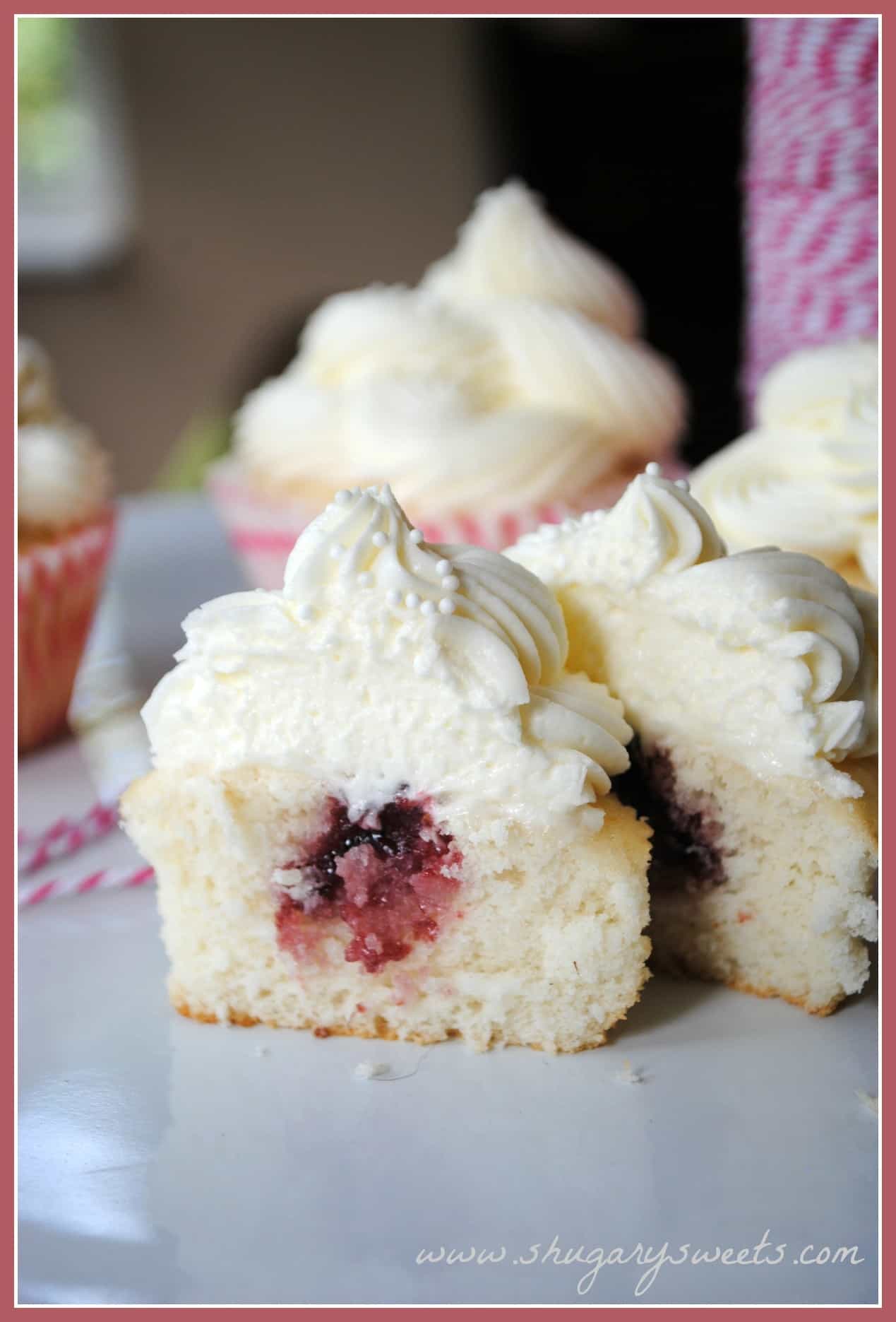 Almond Cupcakes with Raspberry Filling Wedding Cake