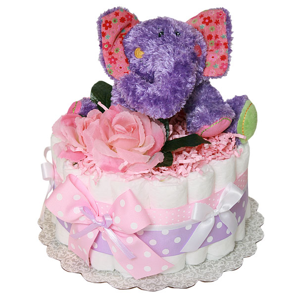 Baby Purple Elephant Diaper Cake