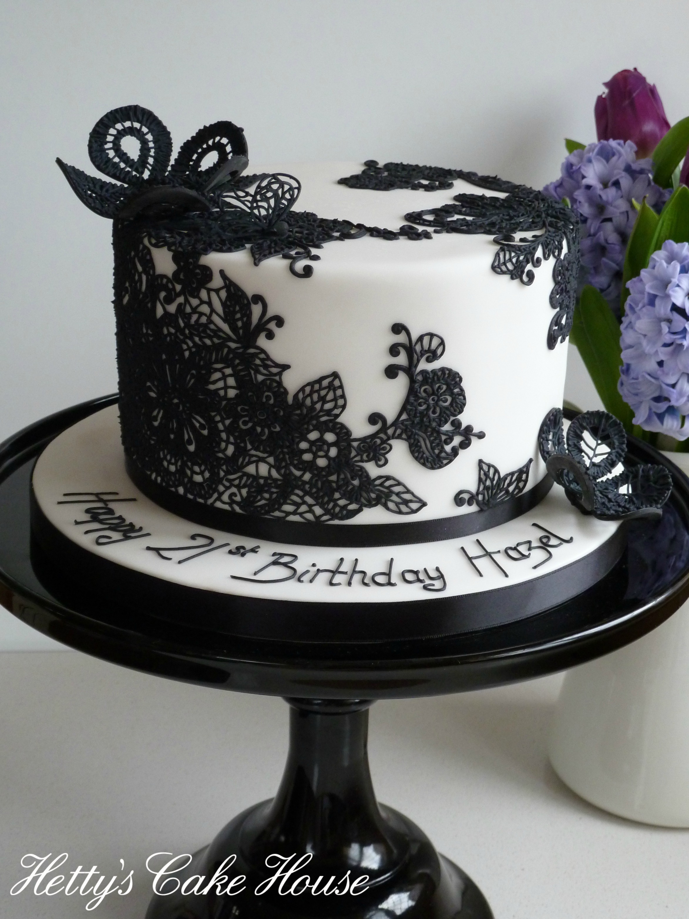 Black Lace Birthday Cake