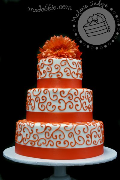 Blue and Orange Wedding Cake