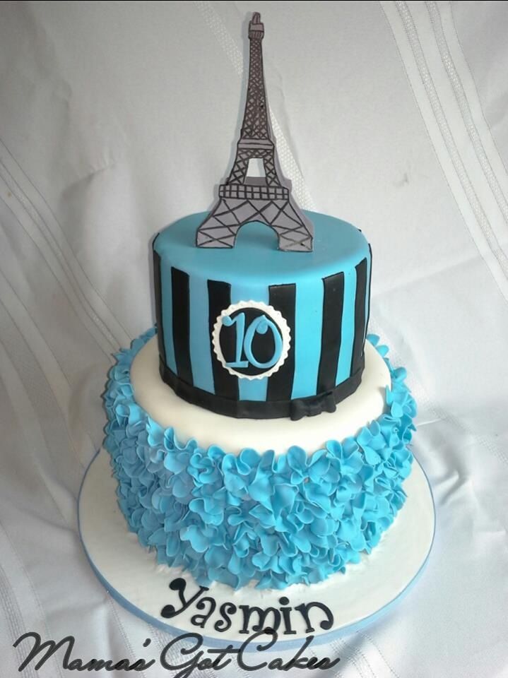 Blue Eiffel Tower Birthday Cake