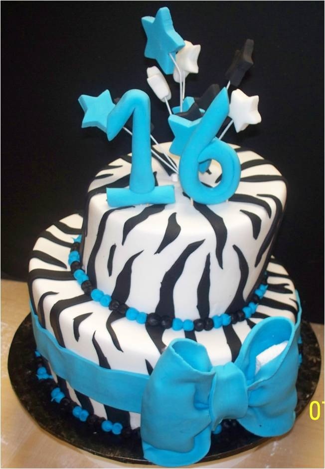 Blue Zebra Print Birthday Cake