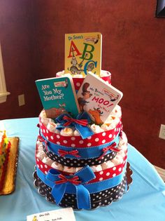 Book Themed Baby Shower Diaper Cake