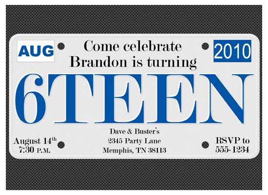 Boys Sweet 16th Birthday Party Invitations