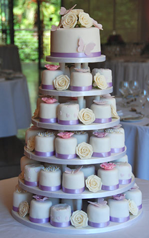 Butterfly Wedding Cake with Cupcakes