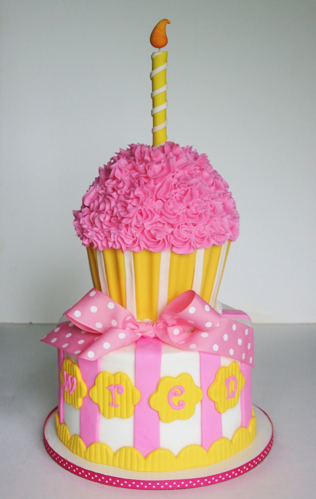 Cupcake Smash Cake Pink and Yellow