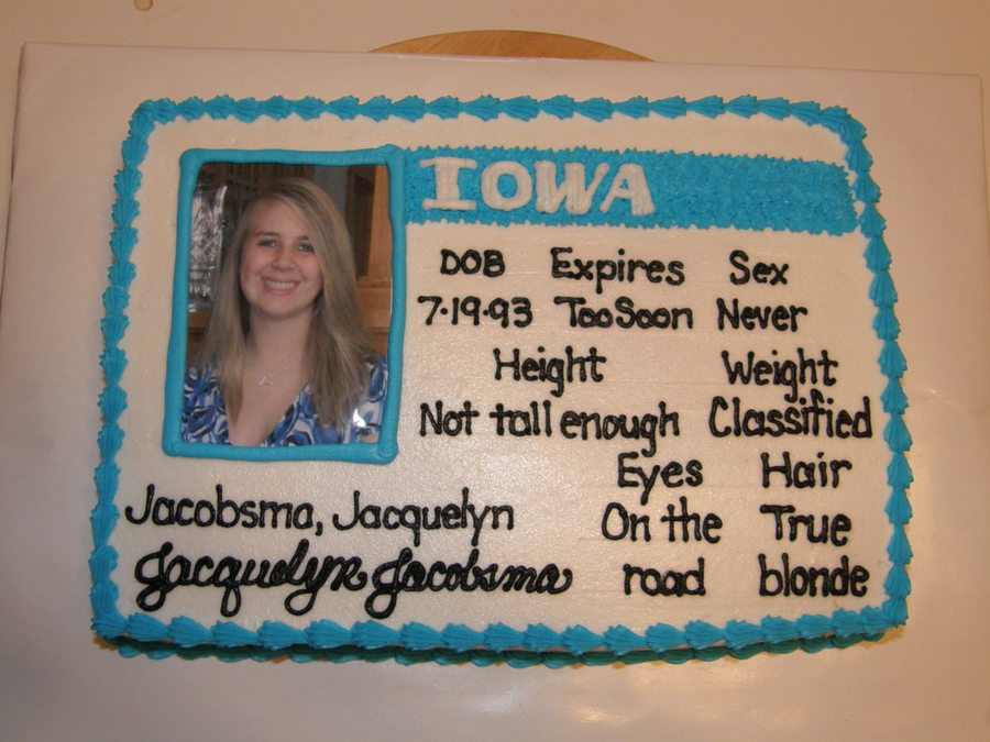 Drivers License Birthday Cake