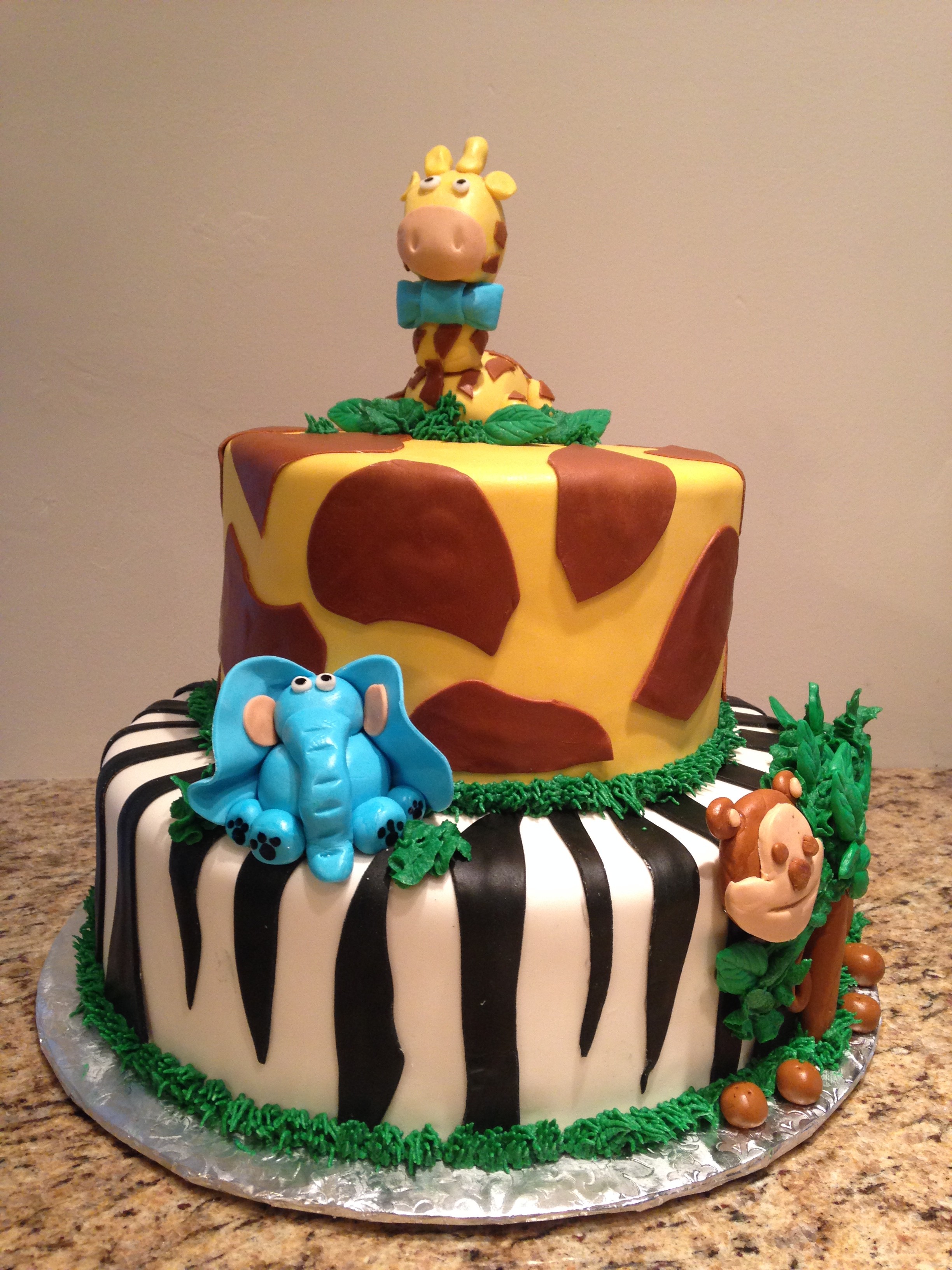 Elephant Themed Baby Shower Jungle Cake