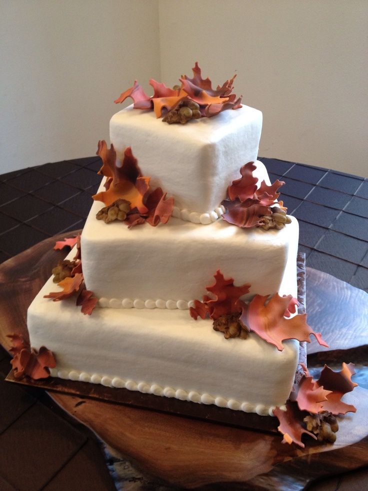 Fall Themed Buttercream Wedding Cake