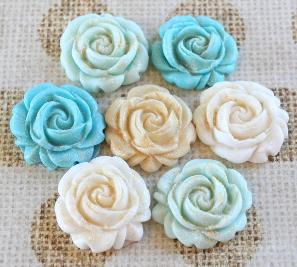 Gold Rose Cupcake Toppers