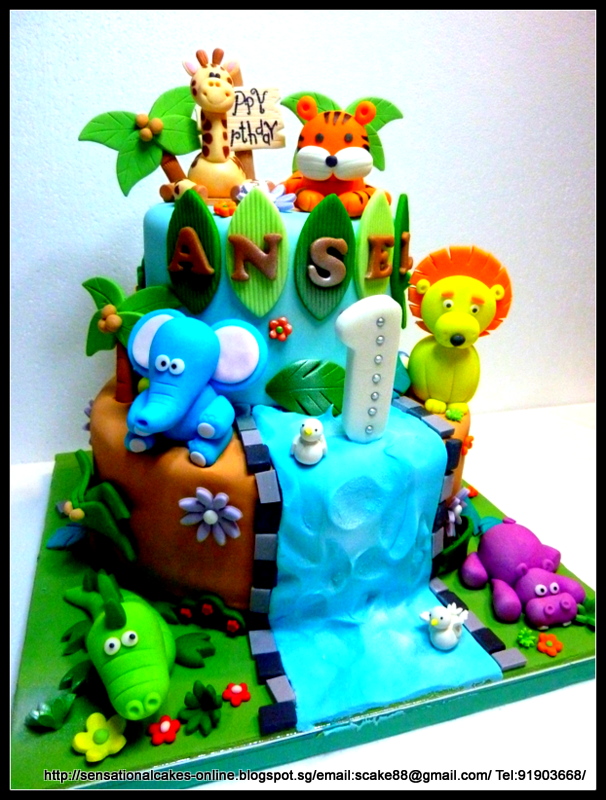 Jungle Theme 1st Birthday Cake