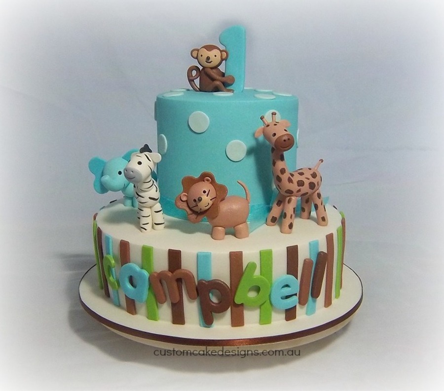 Jungle Theme 1st Birthday Cake