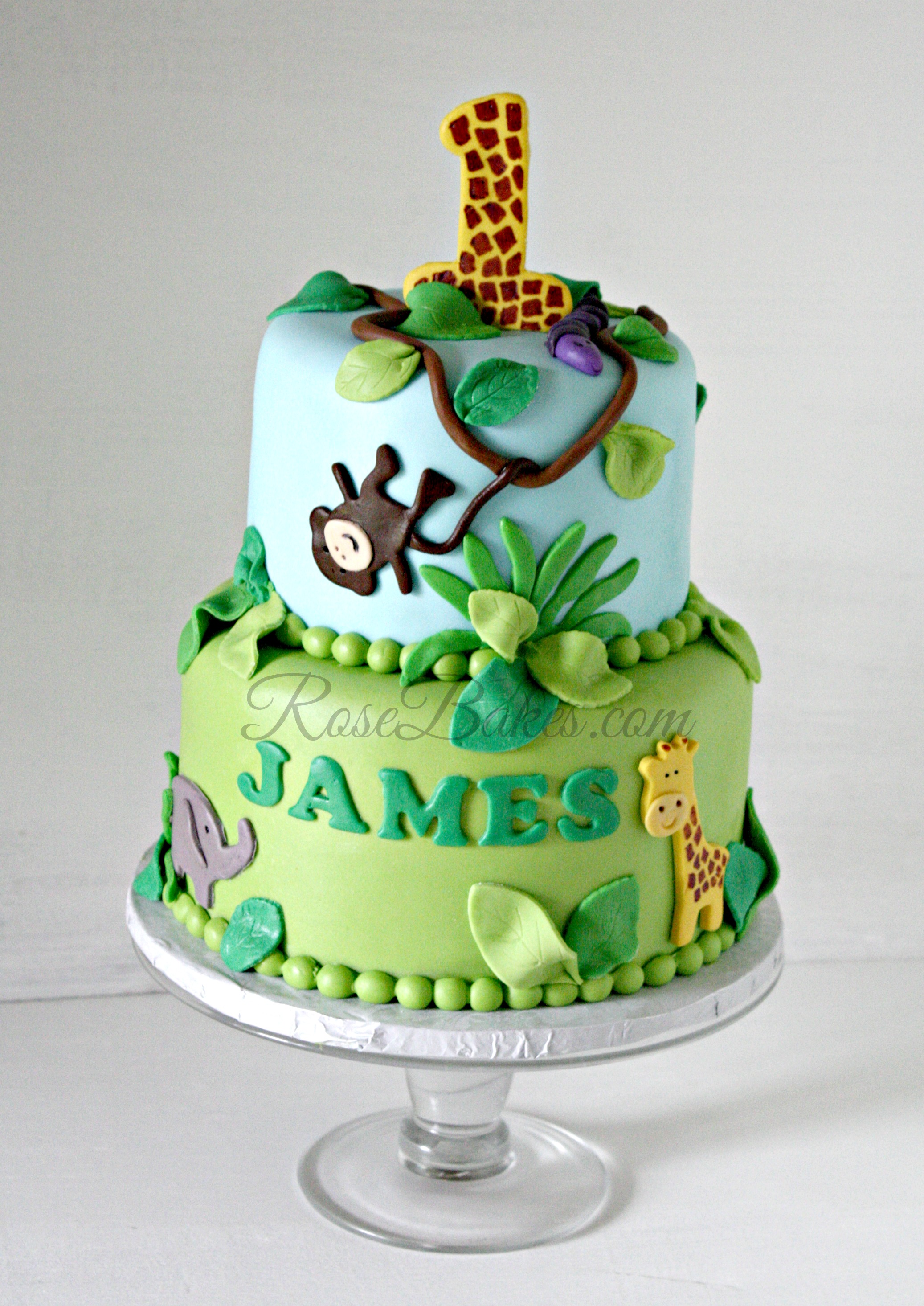 Jungle Theme 1st Birthday Cake