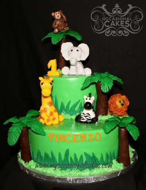 Jungle Themed 1st Birthday Cake