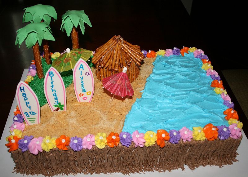 Luau Beach Birthday Cake