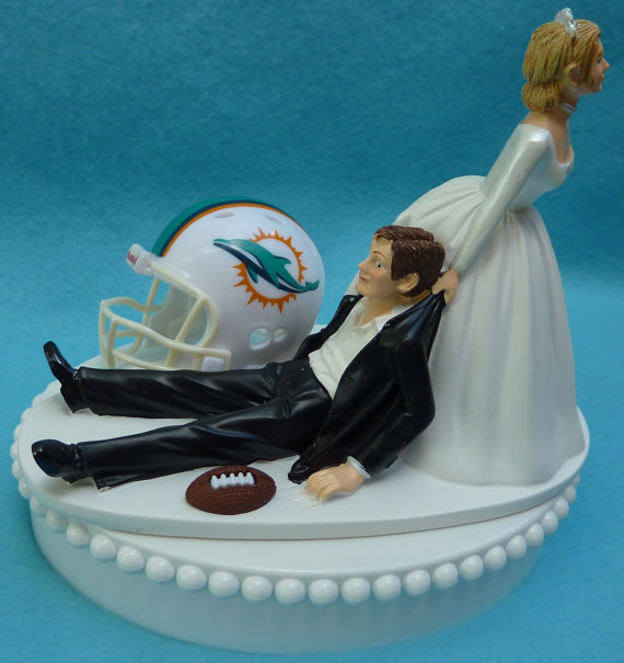 Miami Dolphins Themed Wedding Cake