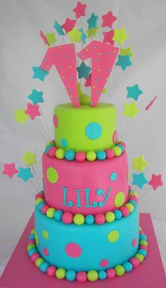 Neon Girl Birthday Cake Ideas