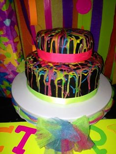 Neon Paint Splatter Birthday Cake