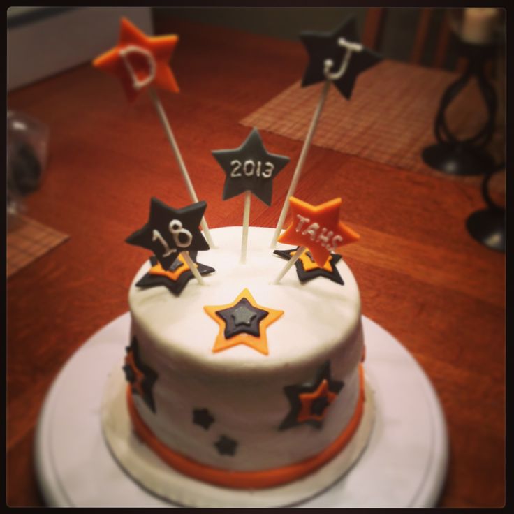 Orange and Black Graduation Cake