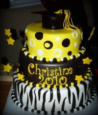 Orange and Black Graduation Cake