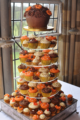 Orange and Gold Wedding Cake Cupcake Brown