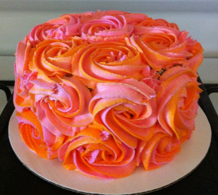 Orange and Pink Birthday Cake