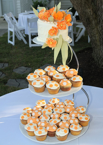 Orange and White Wedding Cupcakes