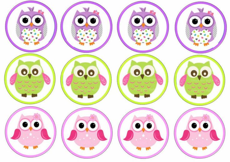 Purple and Pink Owl Cupcake Toppers