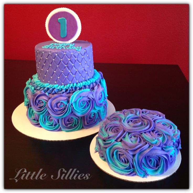 Purple and Teal Birthday Cake