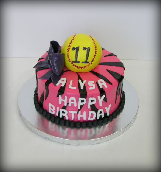 Softball Zebra Print Cake