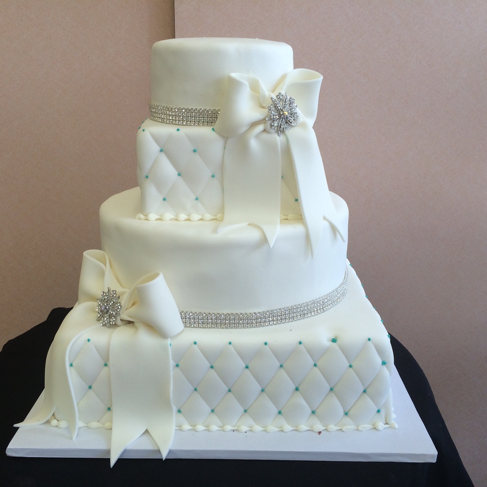 Square Wedding Cake with Bow