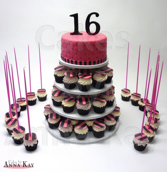 Sweet 16 Cupcake Cake Design