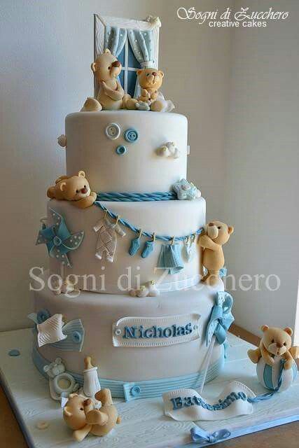 Teddy Bear Baby Shower Cake Boy