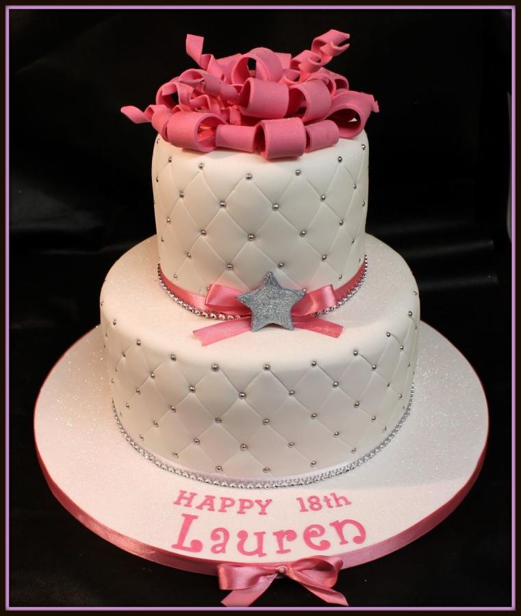 Two Tier Cake White Pink