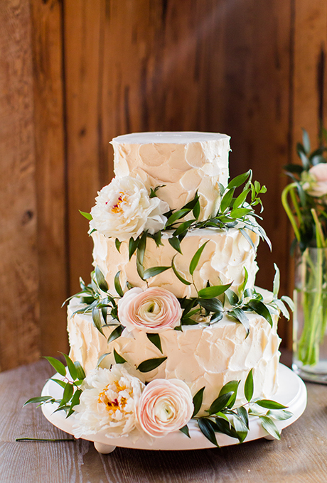 Wedding Cake with Flowers and Greenery