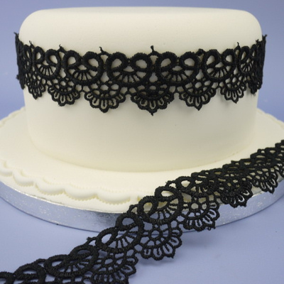 Wedding Cake with Lace and Ribbons