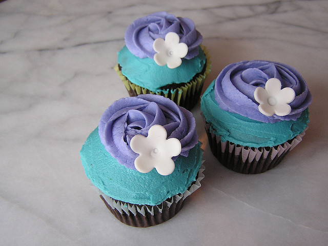 White Purple and Teal Cake