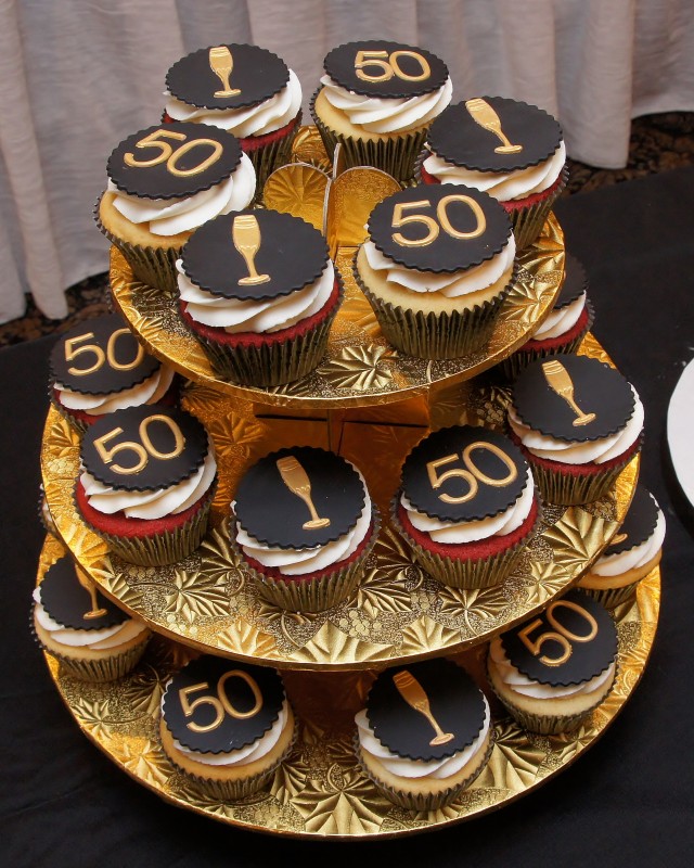 Black and Gold 50th Birthday Cake