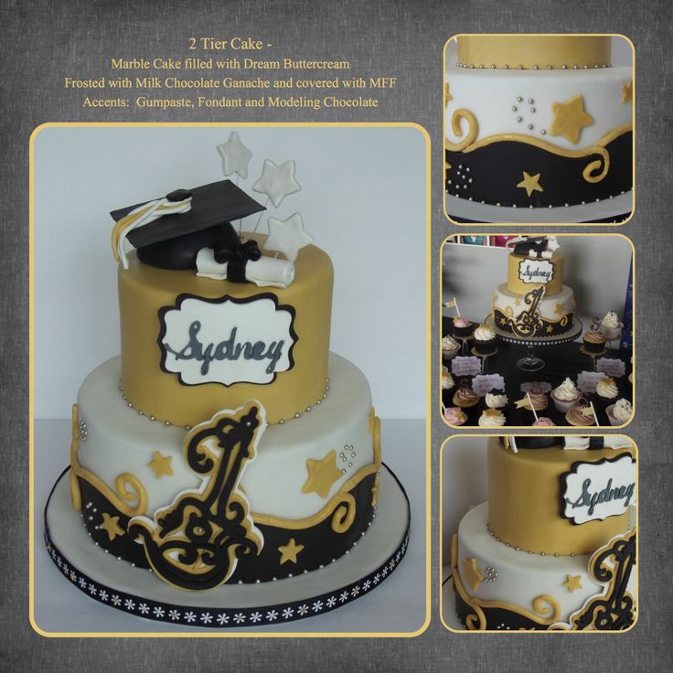 Black and Gold Graduation Cake