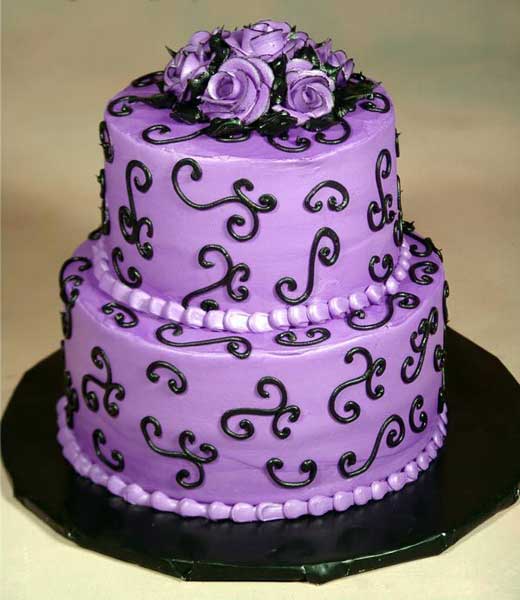 Black and Purple Wedding Cake