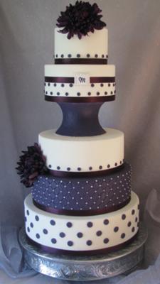 Eggplant and Ivory Wedding Cake