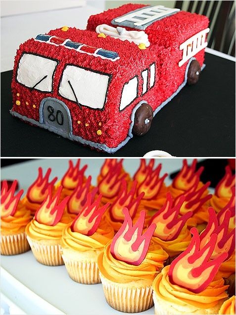 Fire Truck Birthday Cupcake Cake