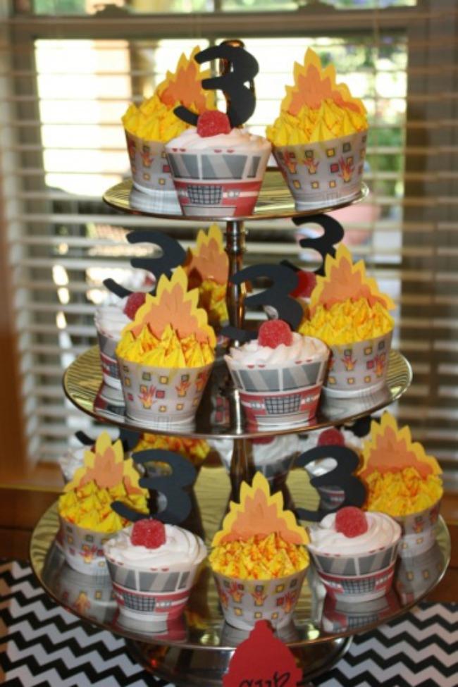 Fire Truck Birthday Party Cupcakes