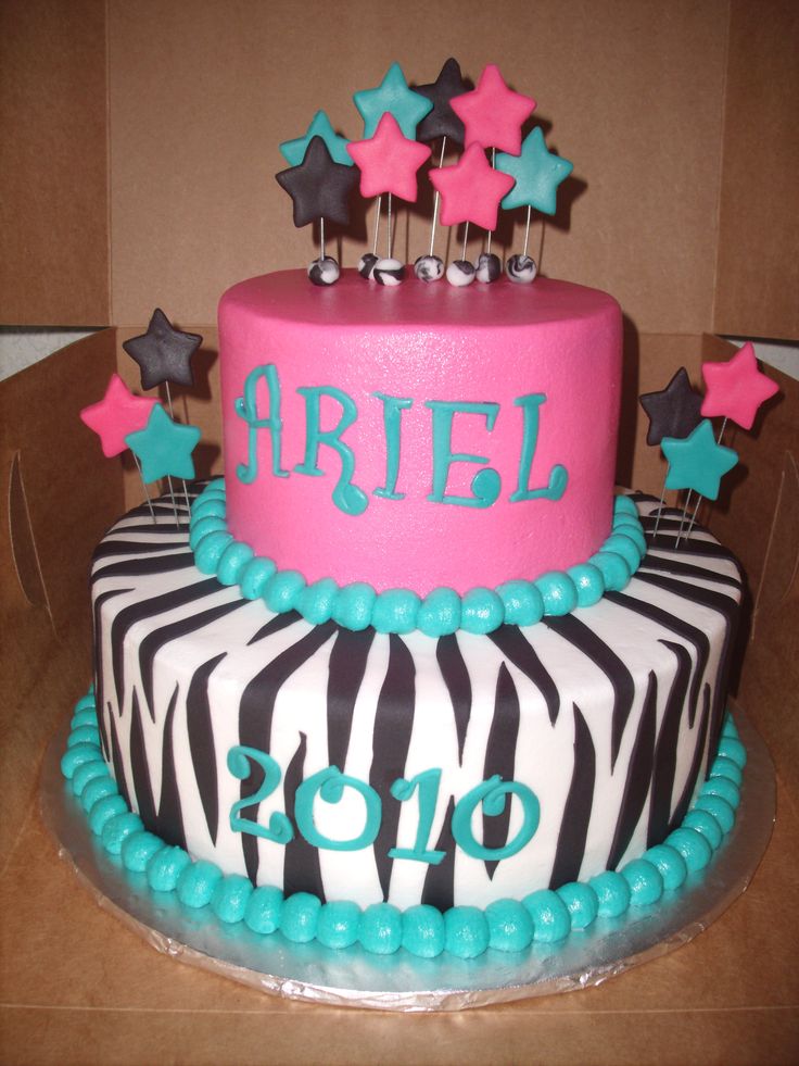 Graduation Cake in Pink and Turquoise