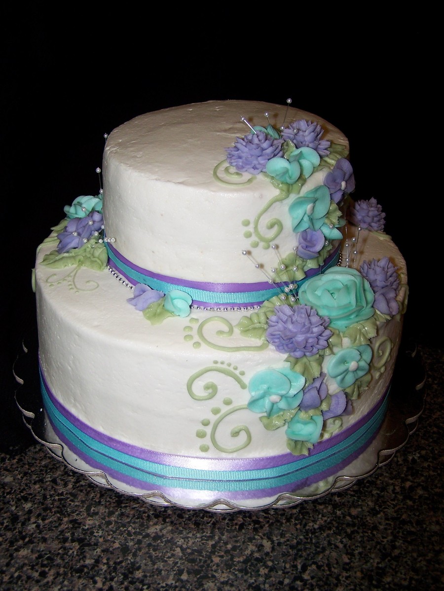 Happy Birthday Cake Images Teal Flowers